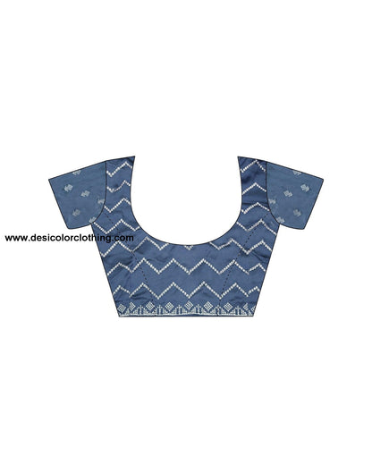 Blue Swarovski Georgette Embroidery Saree
