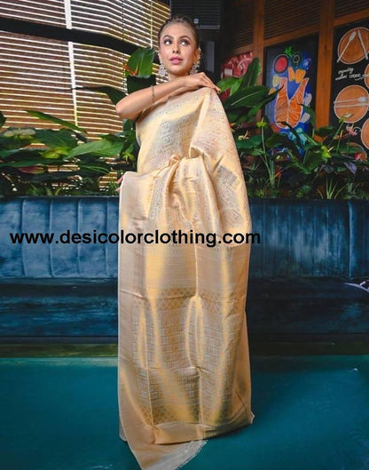 Cream Kanjivaram Silk Saree