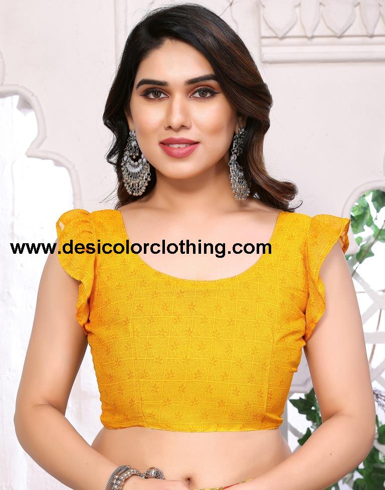 Turmeric Yellow Georgette Floral Printed Saree