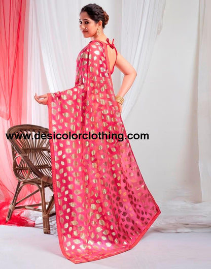 Red Lycra Printed Saree
