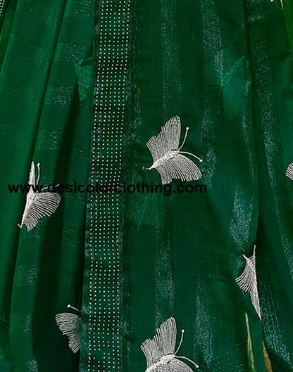 Bottle Green Chiffon Plain Ready To Wear