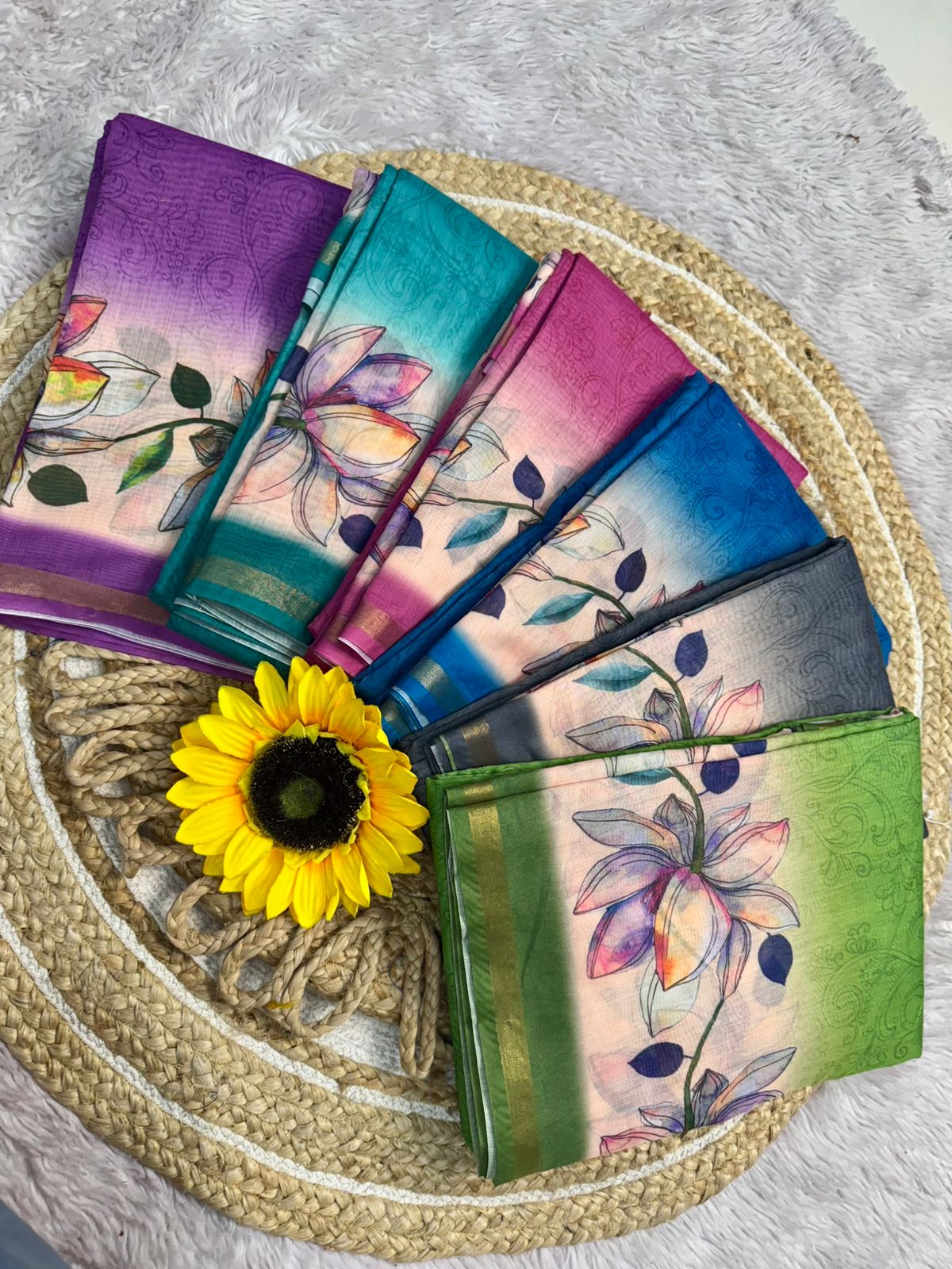 Product Image - Designer Dola Silk Saree with Floral Weave and Contrast Border