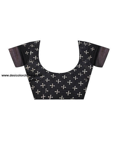 Black Silk Printed Saree