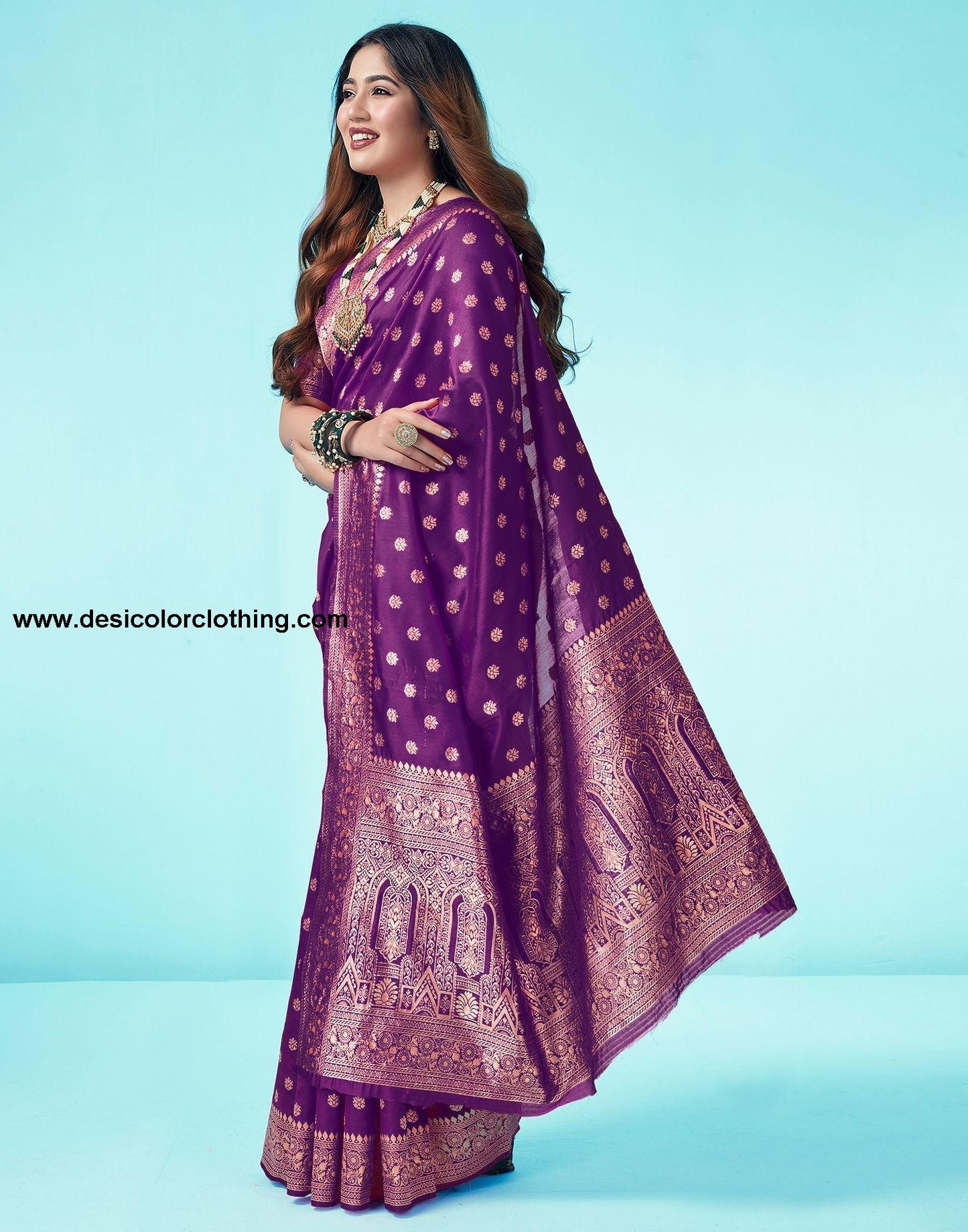 Dark Purple Jacquard Silk Saree