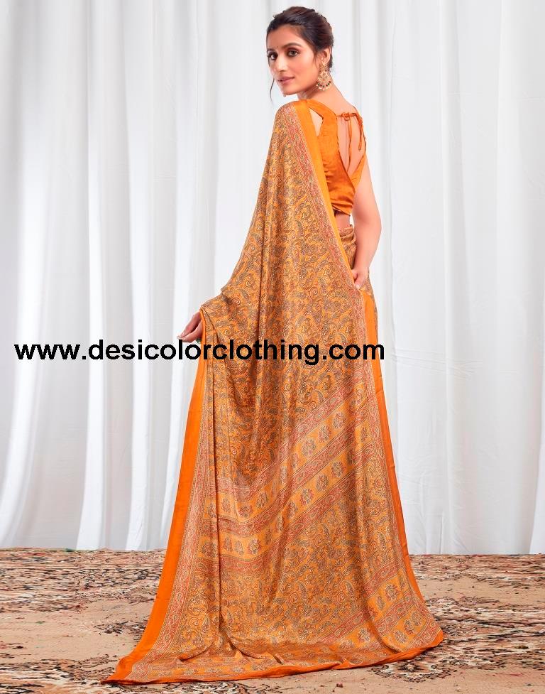 Turmeric Silk Printed Sarees