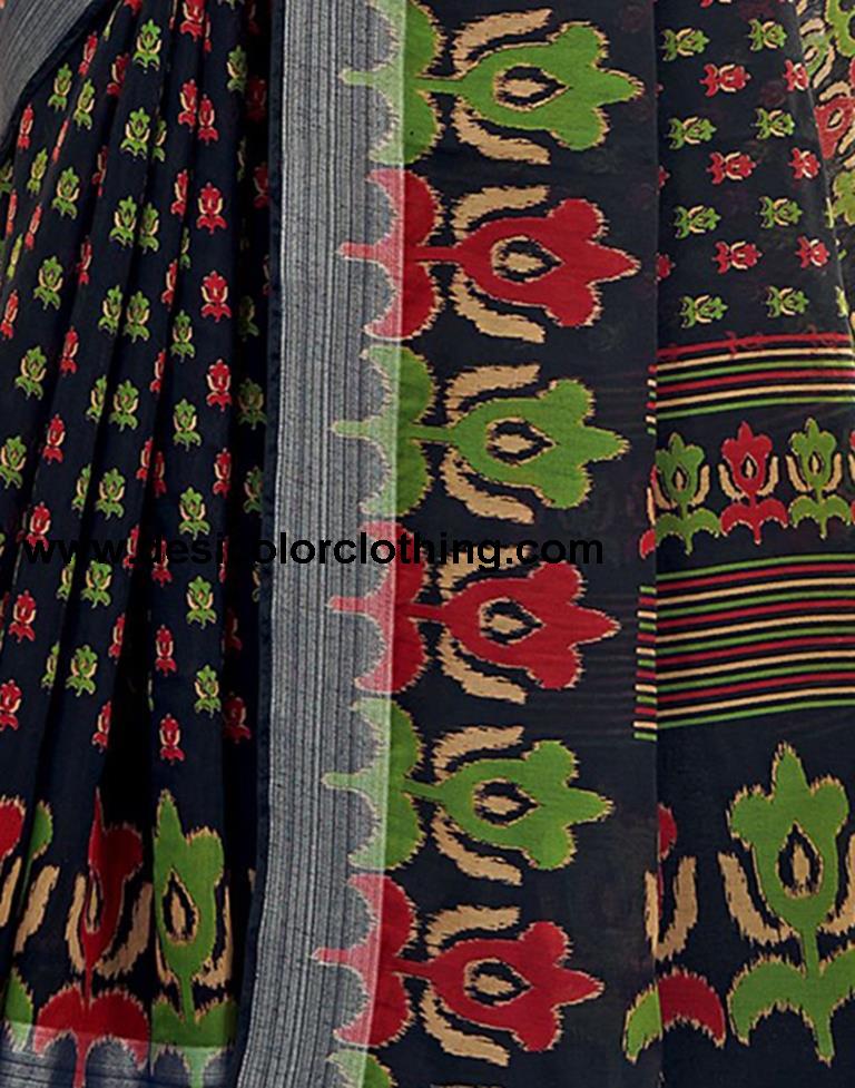 Black Cotton Zari Saree