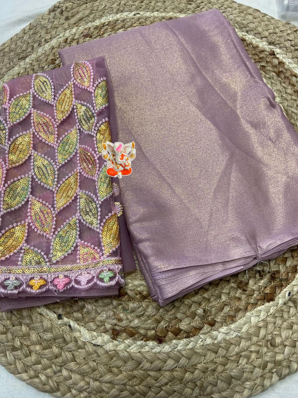 Product Image - Designer Shimmer Chiffon Saree with Embroidered Blouse
