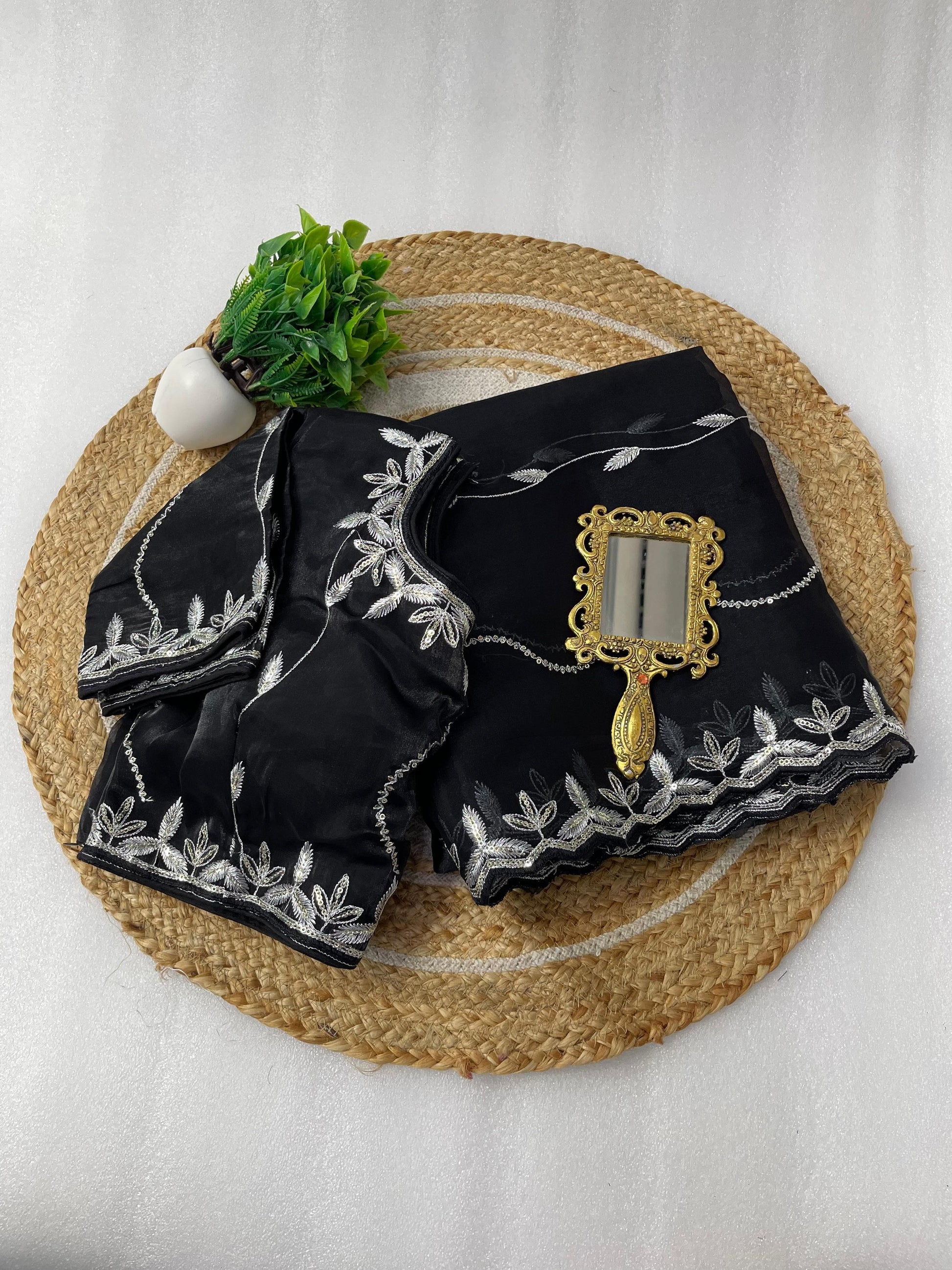 Product Image - Designer Zimmy Choo Silk Saree with Embroidered Border & Lehiriya Design