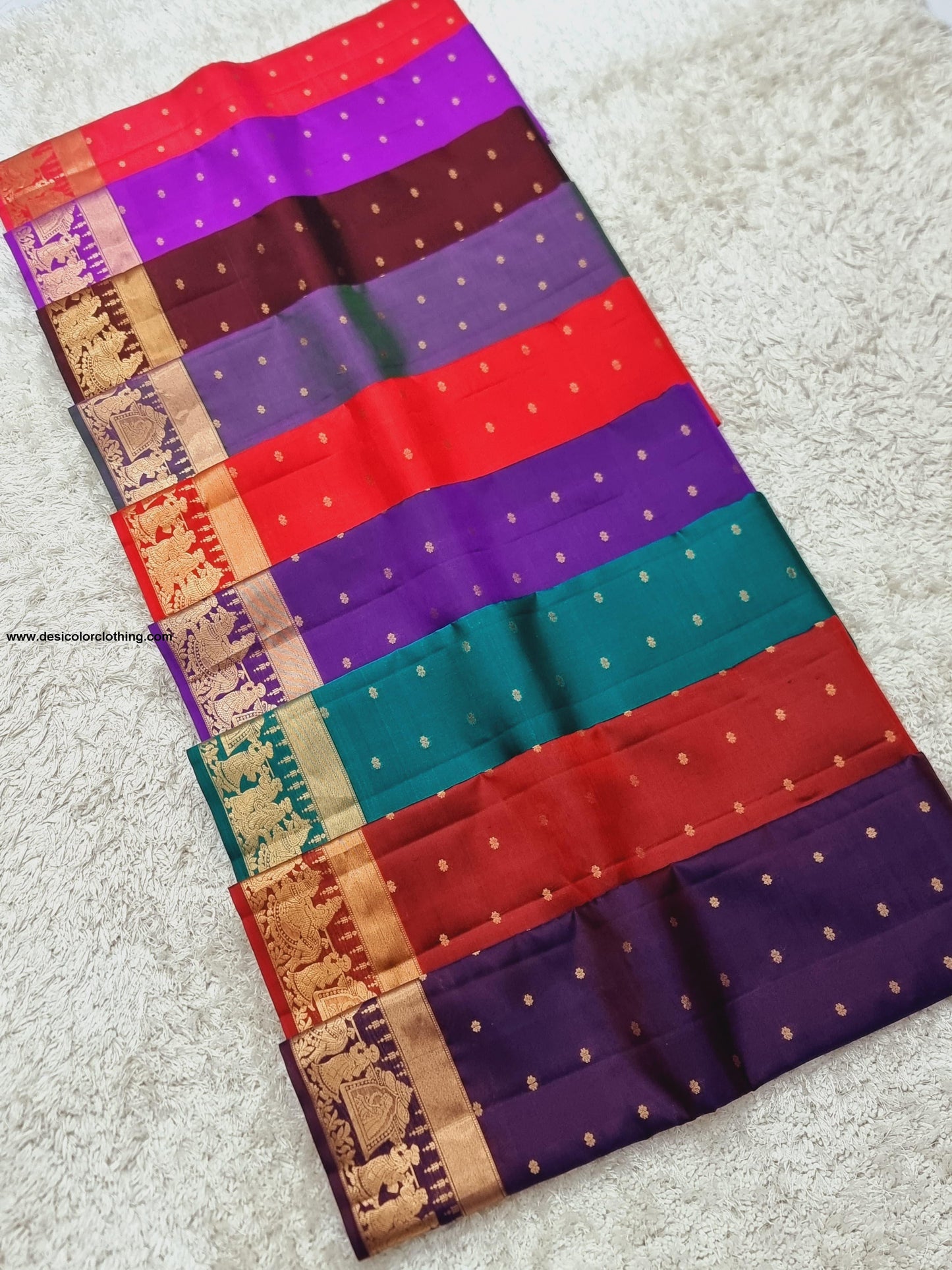 Kanchipuram 100% Pure Handwoven Silk Saree with Pallakku Border