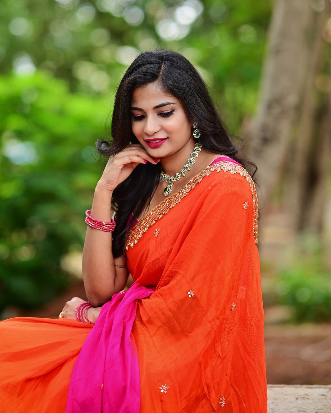 Product Image - Elegant Chinnon Saree with Heavy Embroidery and Jari Work