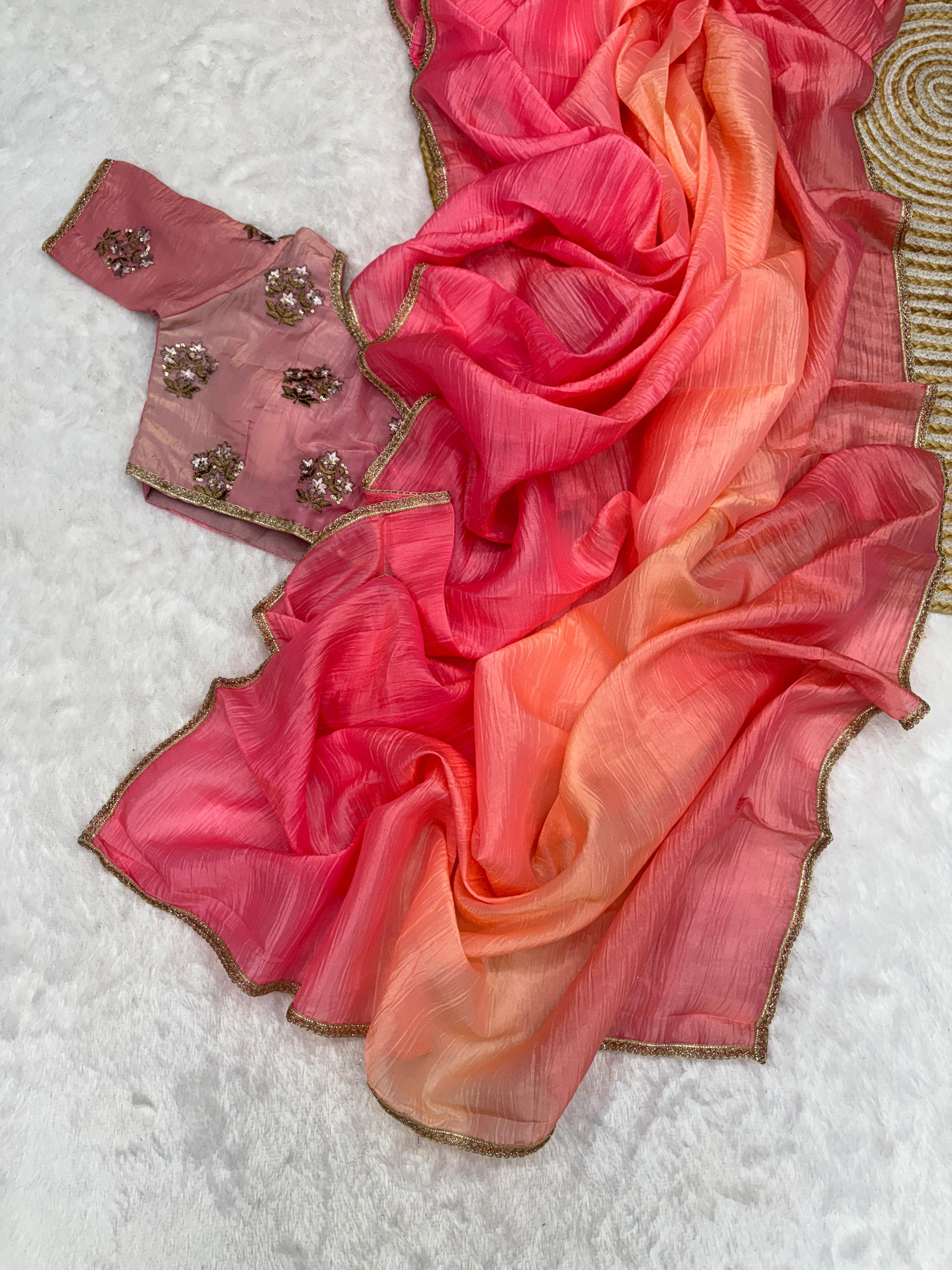 Product Image - Magic Soft Designer Fendy Crush Silk Saree - Festive Ethnic Wear
