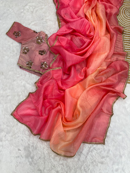 Product Image - Magic Soft Designer Fendy Crush Silk Saree - Festive Ethnic Wear