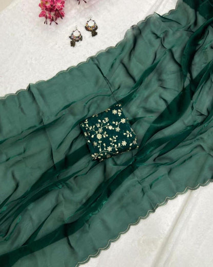 Product Image - Designer Jimichu Soft Saree with Aari Border and Sequins Work