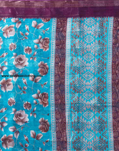 Purple Printed Cotton Saree