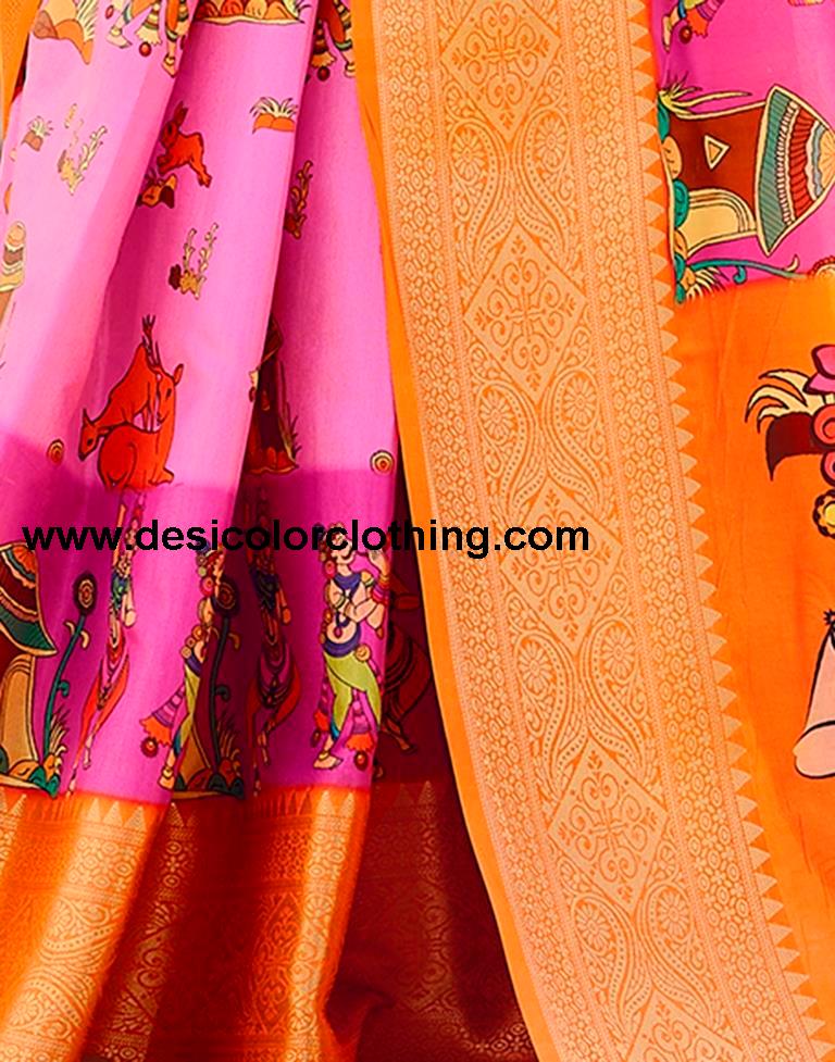 Pink Silk Printed Ready To Wear