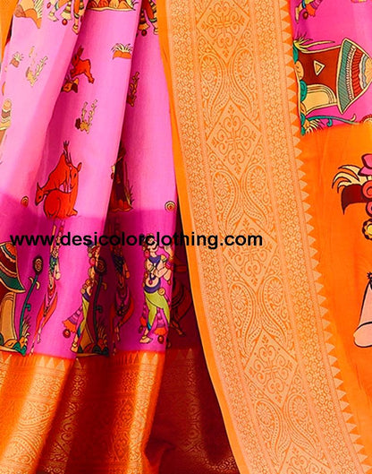 Pink Silk Printed Ready To Wear