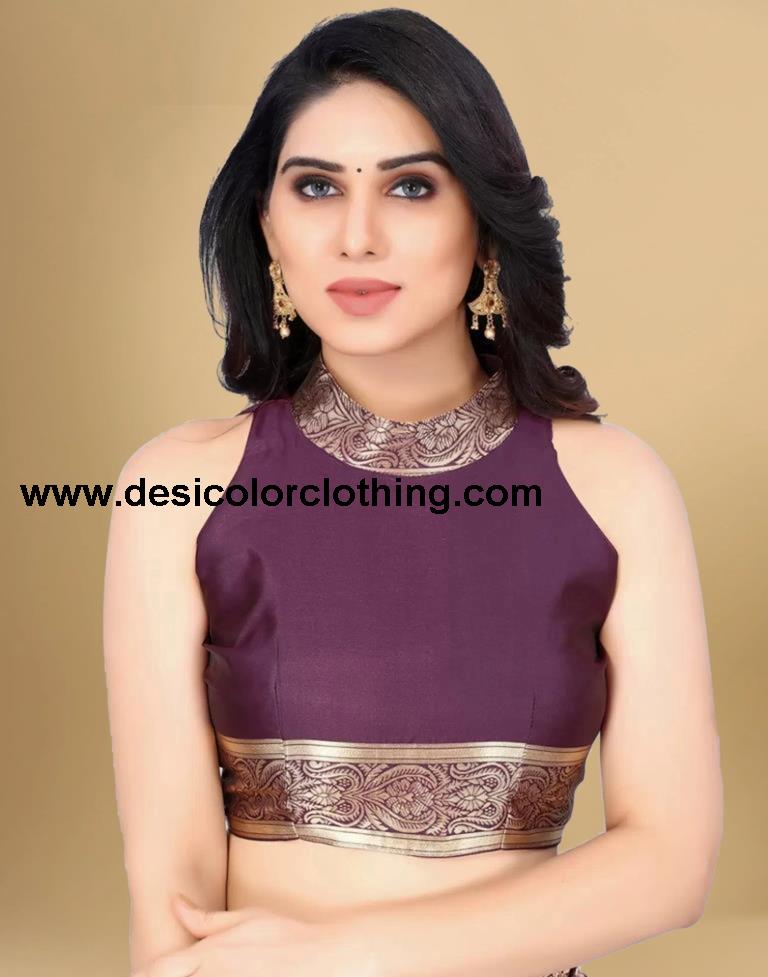 Wine Jacquard Banarasi Silk Saree
