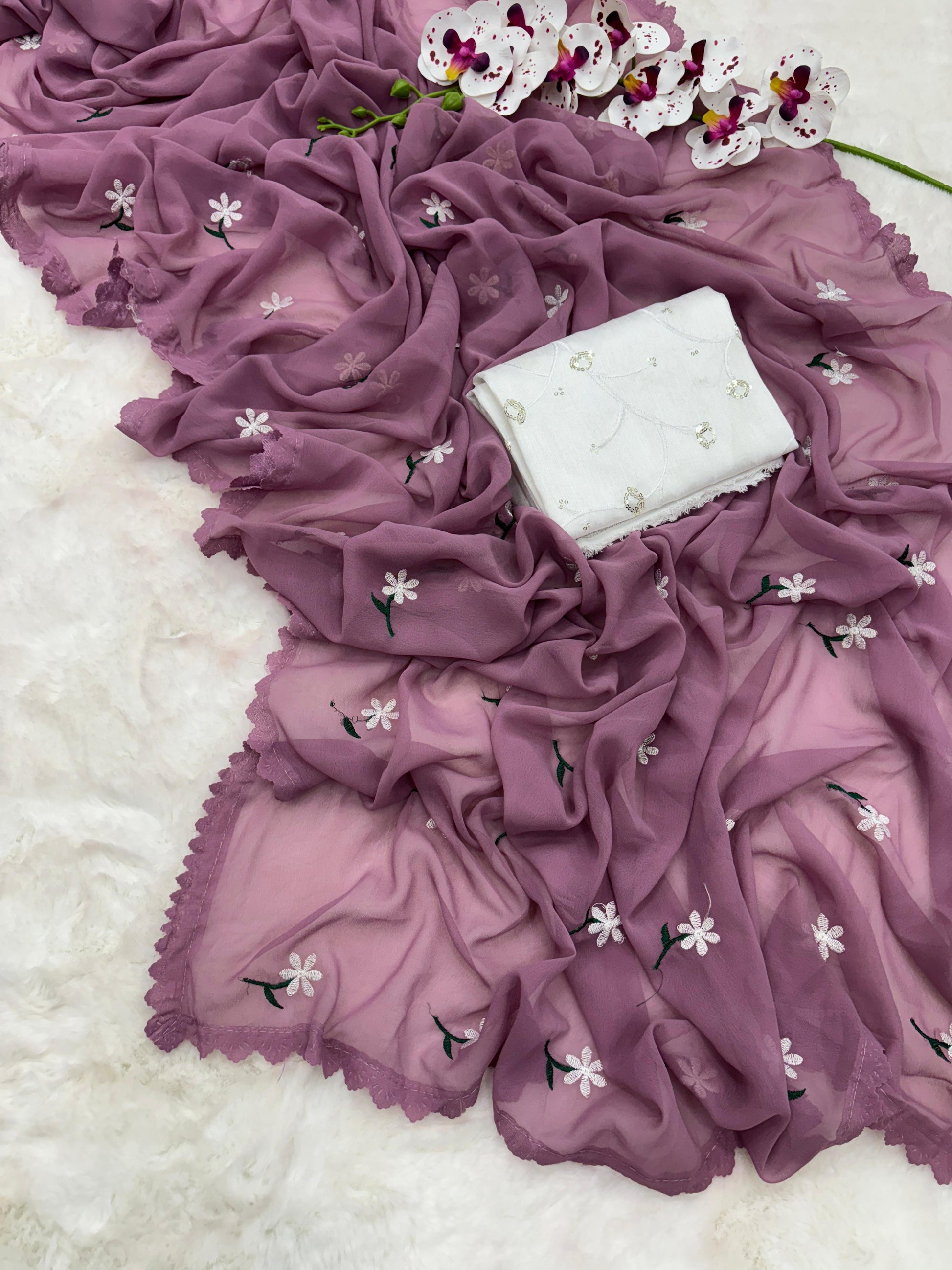 Product Image - Magic Georgette Designer Saree with Thread Work - Festive & Wedding Wear