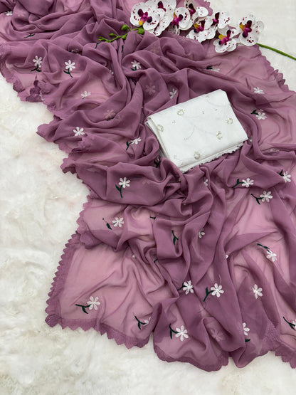 Product Image - Magic Georgette Designer Saree with Thread Work - Festive & Wedding Wear