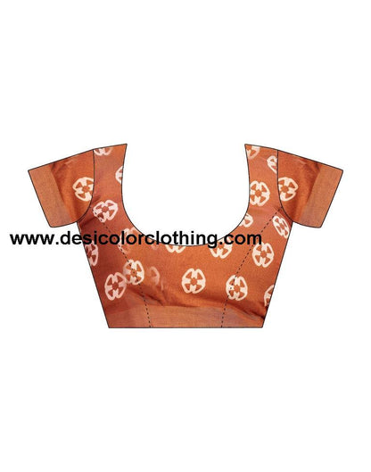 Rust Silk Printed Saree