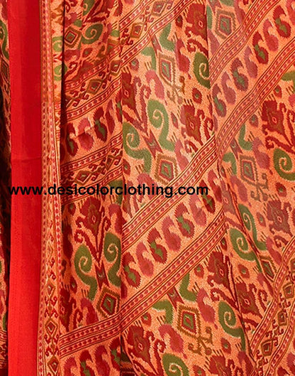 Rust Silk Printed Sarees