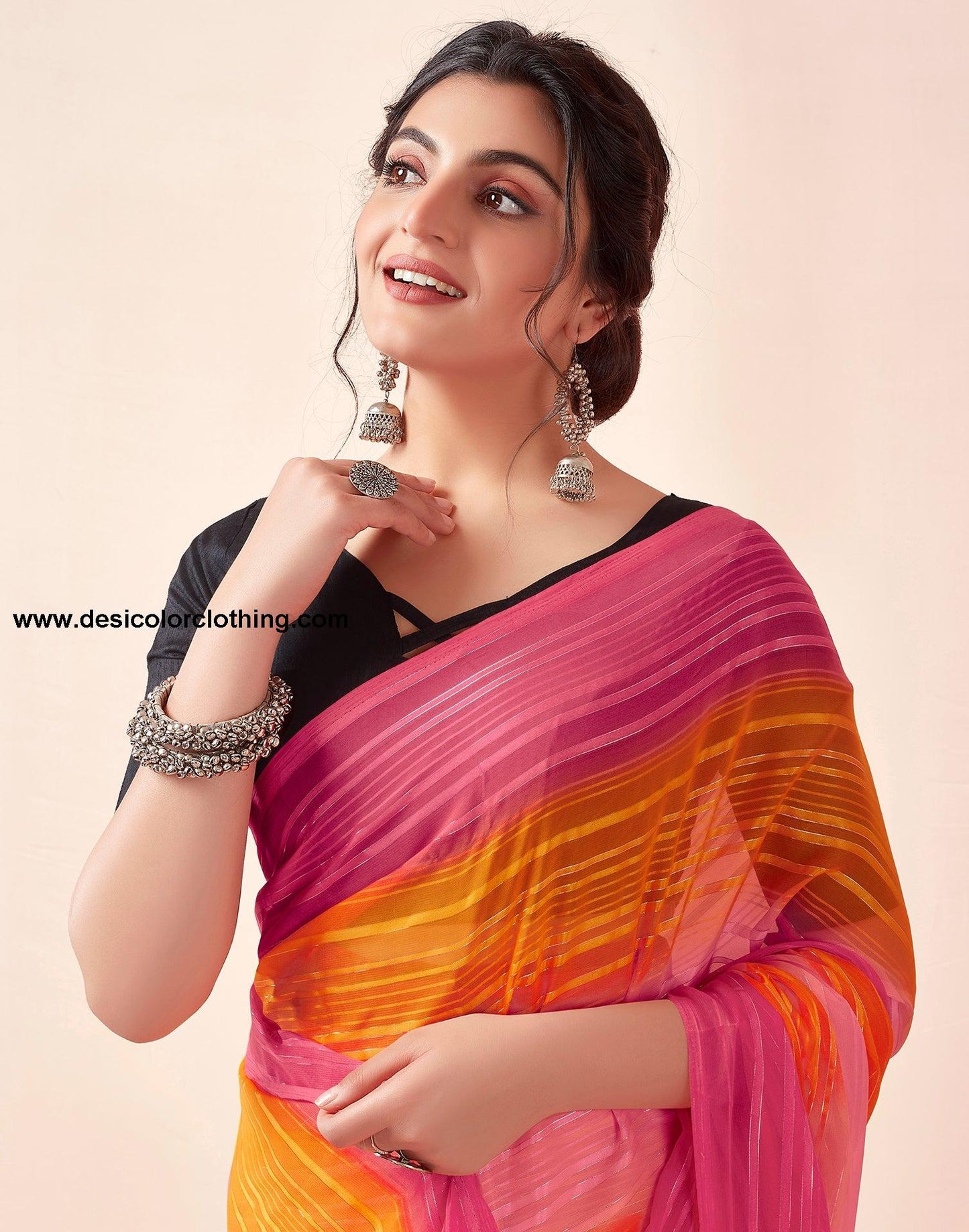 Turmeric Georgette Printed Ready to Wear Saree