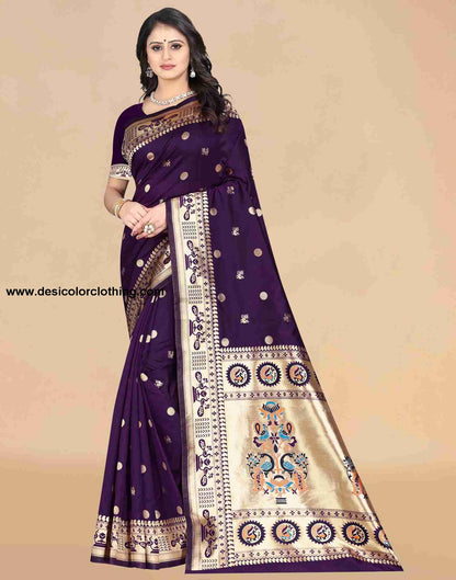 Purple Silk Plain Saree