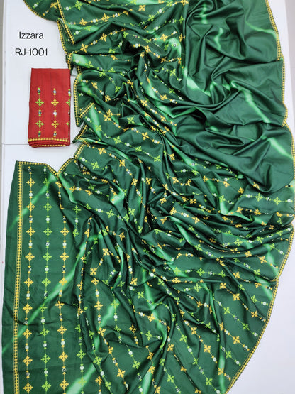 Product Image - Izzara Designer Saree - Soft Tusser with Leheriya Digital Print & Tikky Work