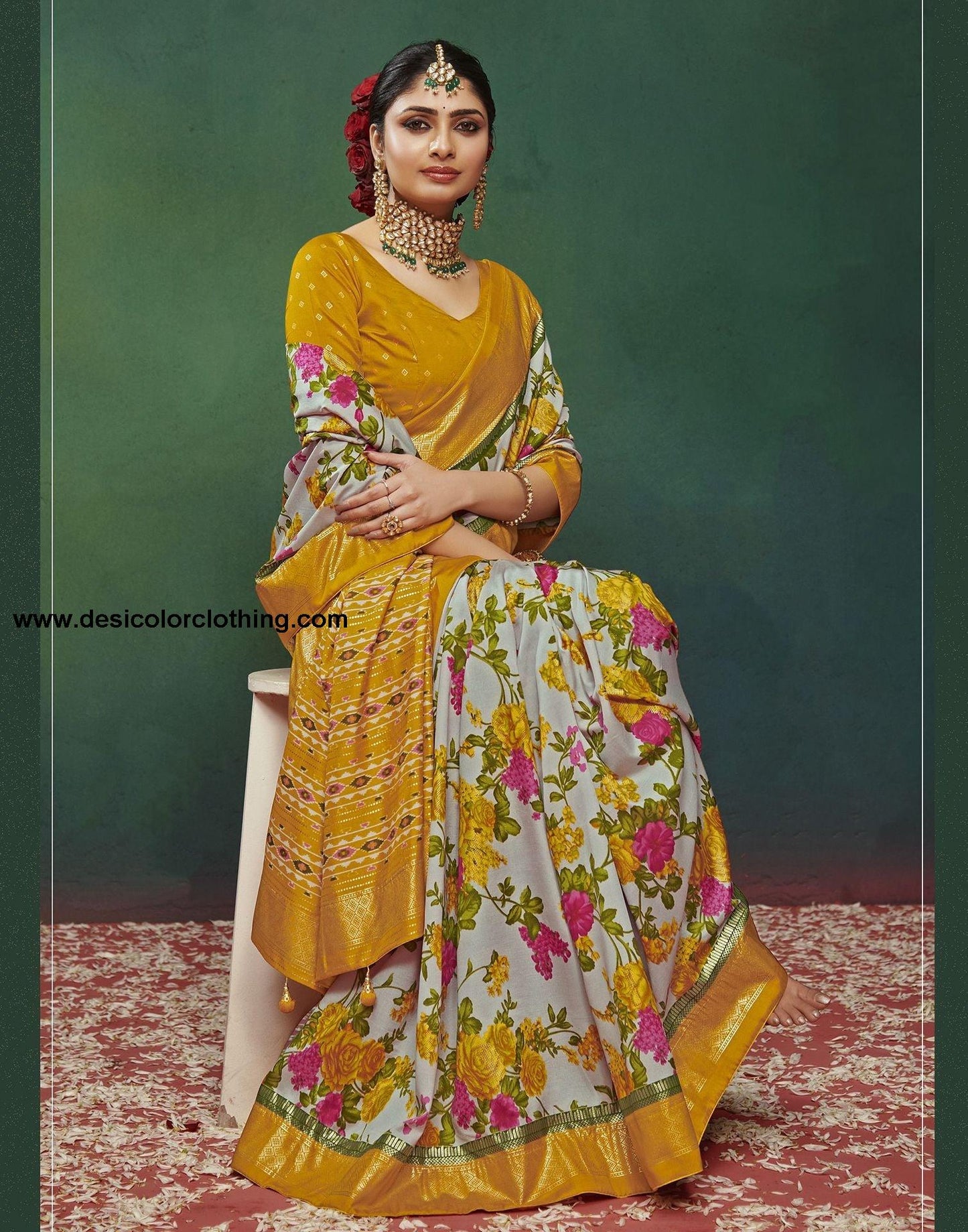 Light Pink Printed Silk Saree