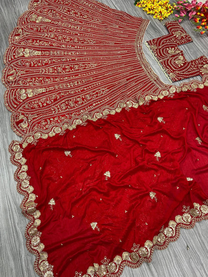 Product Image - Stunning Designer Lehenga Red