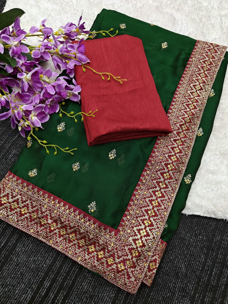 Soft Rich Pure Black Rangoli Silk