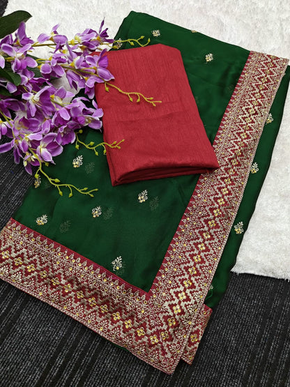 Soft Rich Pure Black Rangoli Silk