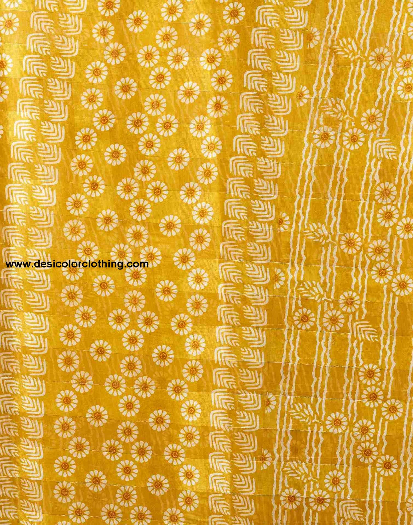 Yellow Cotton Printed Saree