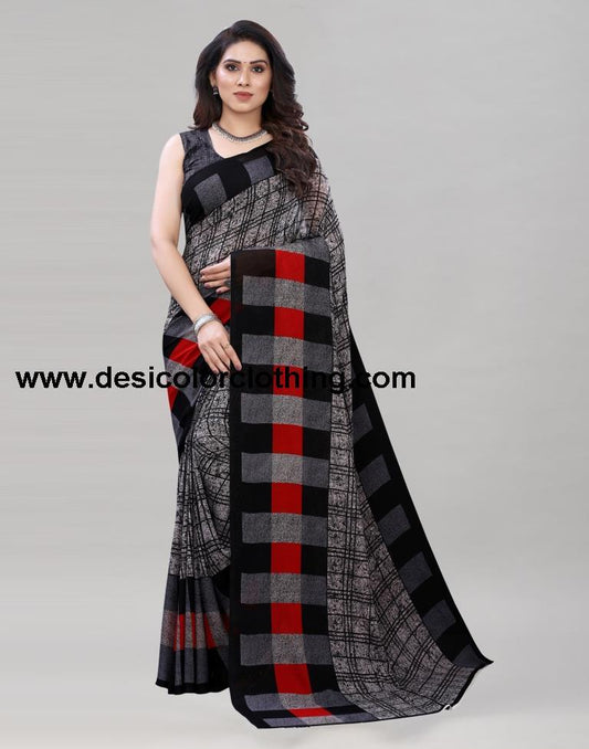 Stone Grey Printed Saree | 1989S385