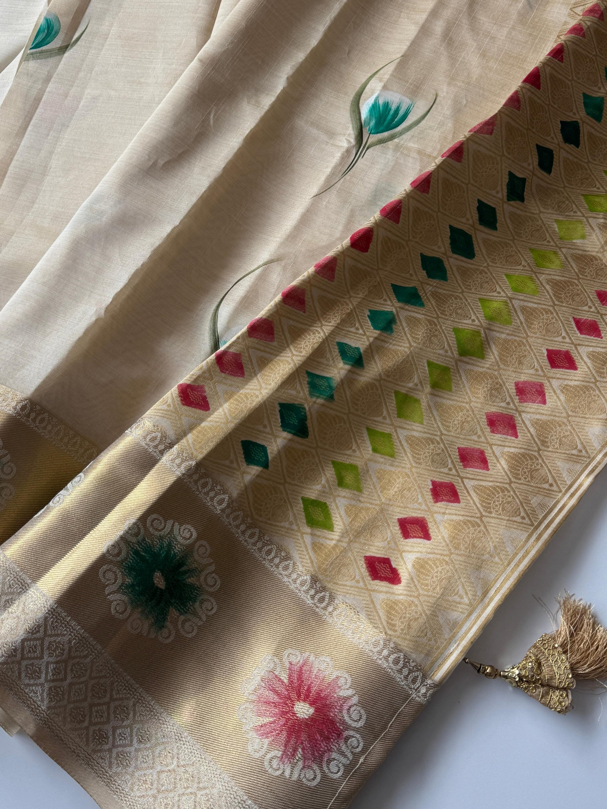 Product Image - Exclusive Designer Tussar Saree with Hand Brush Print - Premium Ethnic Wear
