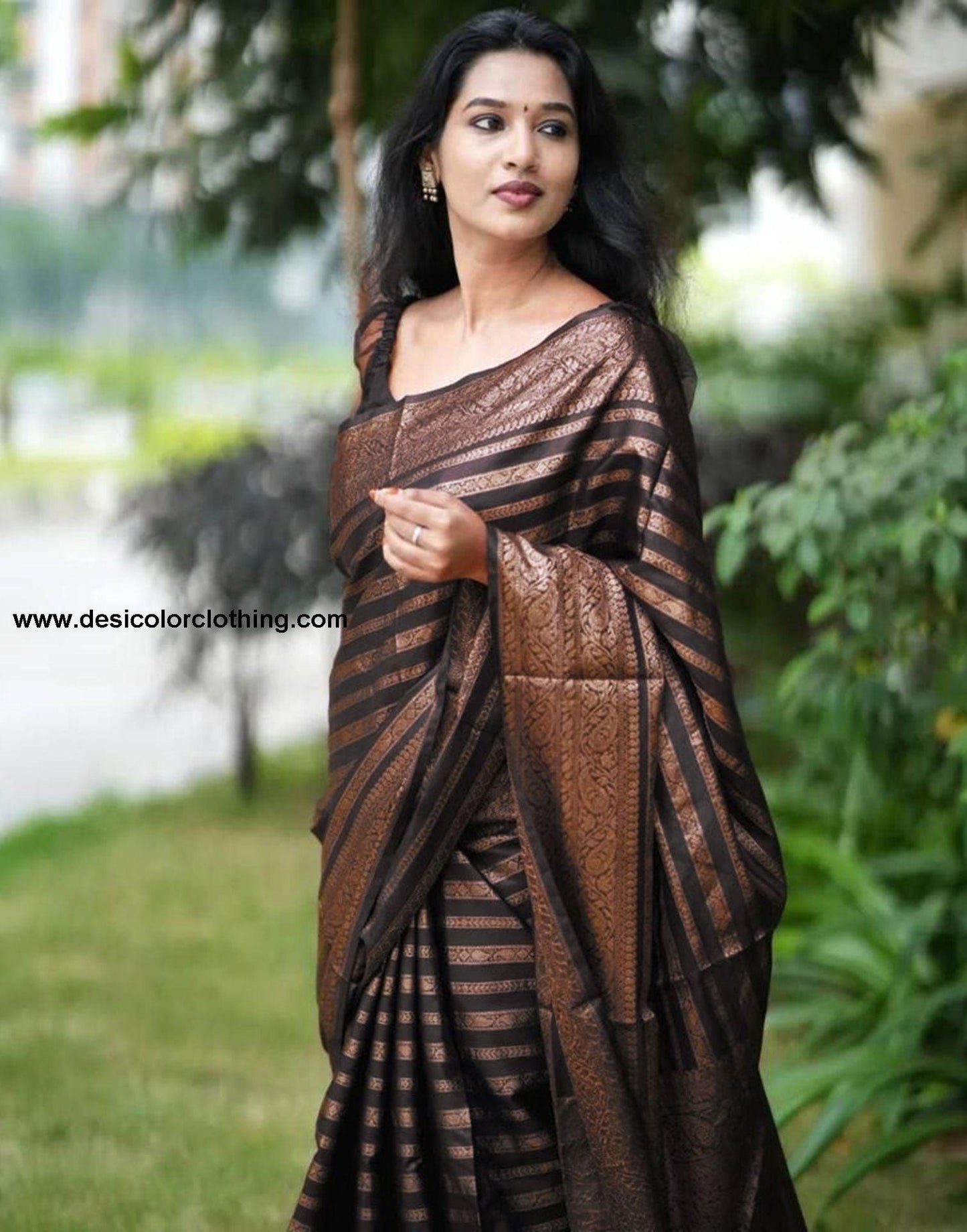 Black Jacquard Silk Saree