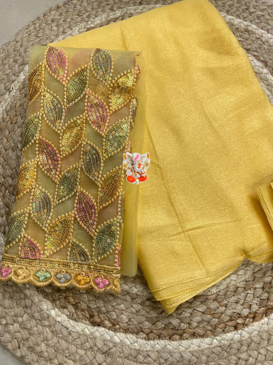 Product Image - Designer Shimmer Chiffon Saree with Embroidered Blouse