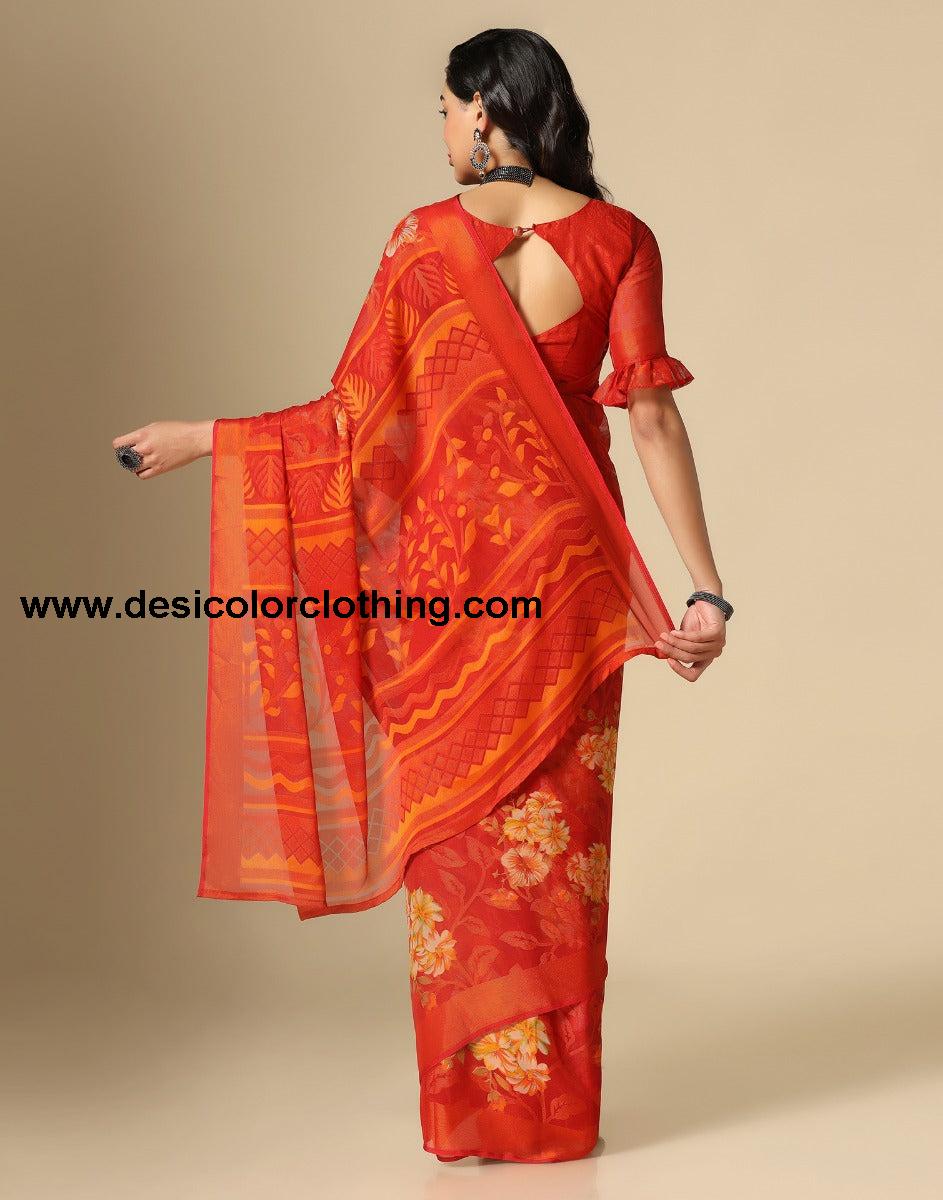 Red Brasso Saree