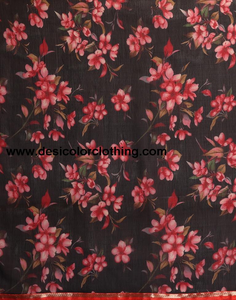 Black Printed Chiffon Saree