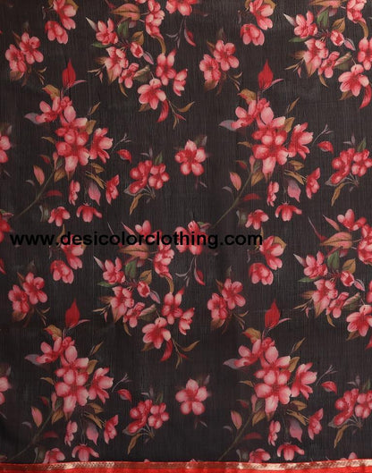 Black Printed Chiffon Saree
