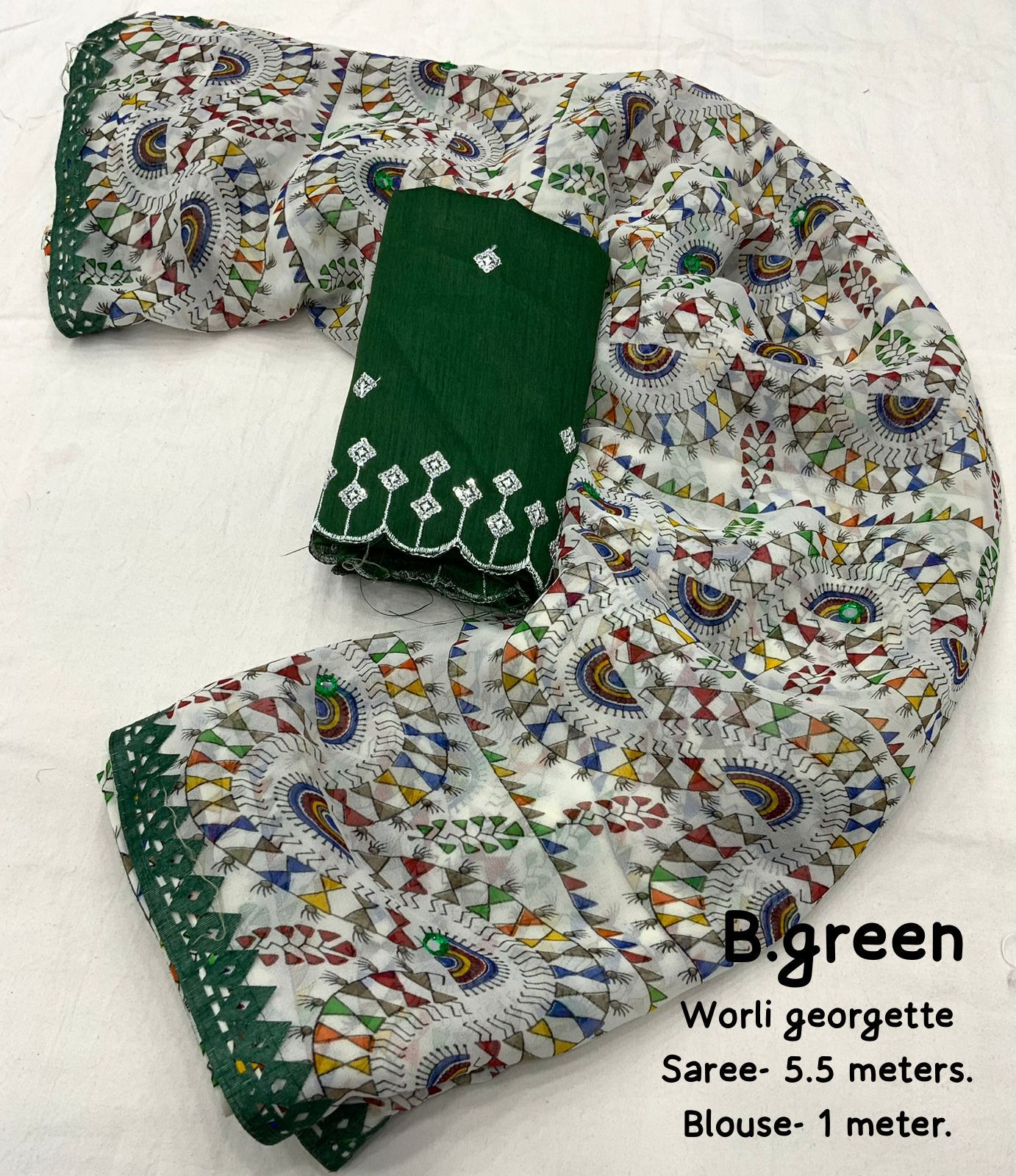 Product Image - Elegant Worli Georgette Saree with Aari Mirror Work