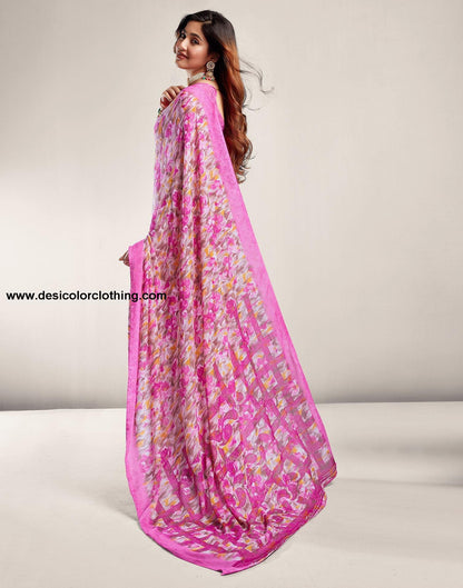 Rani Pink Printed Georgette Saree