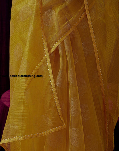 Turmeric Net Plain Saree