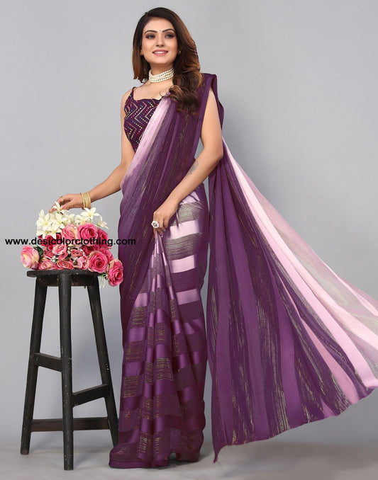 Purple Georgette Saree