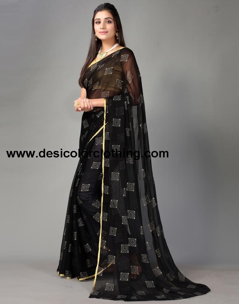 Black Chiffon Saree
