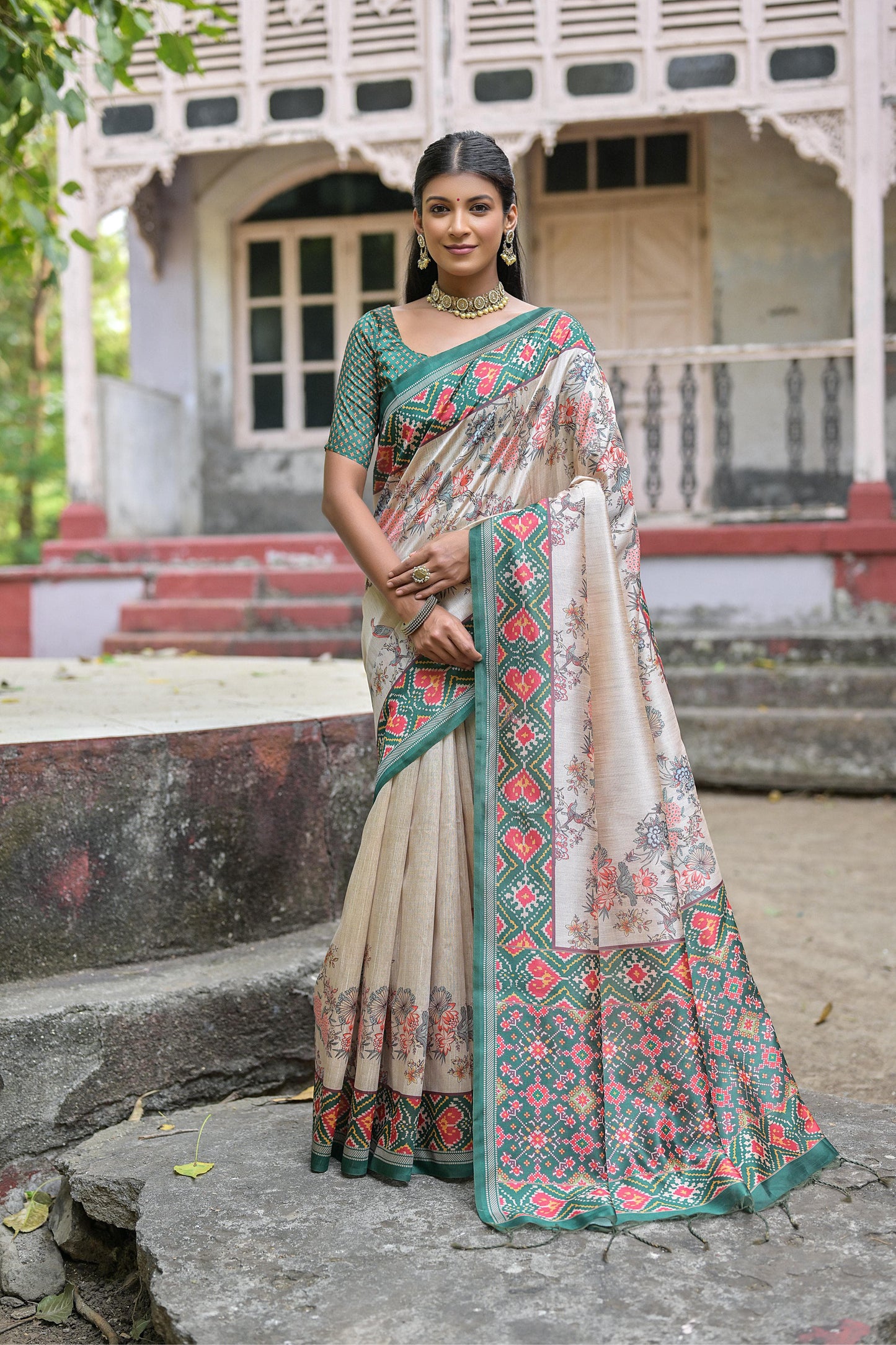 Product Image - Yogita Patola Designer Saree in Tussar Silk with Patola Print