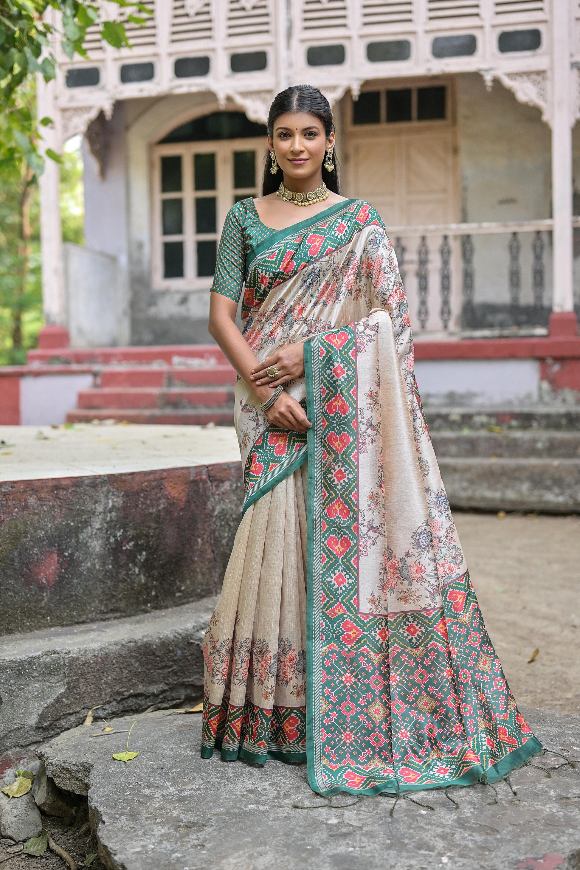 Product Image - Yogita Patola Designer Saree in Tussar Silk with Patola Print