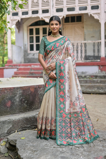 Product Image - Yogita Patola Designer Saree in Tussar Silk with Patola Print