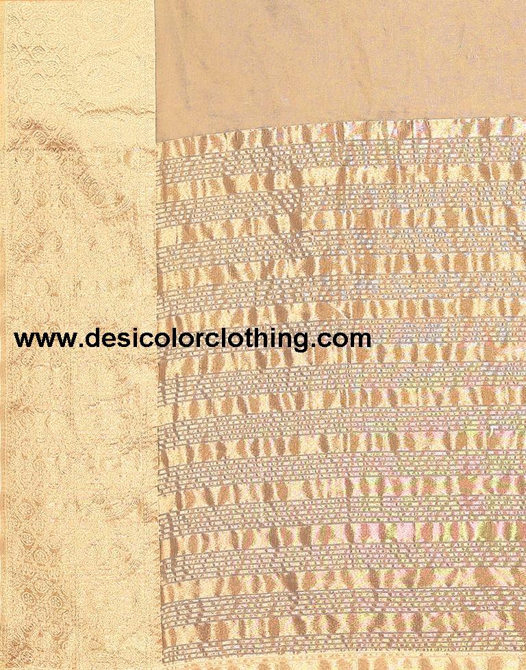 Cream Plain Organza Saree