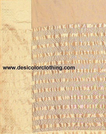 Cream Plain Organza Saree